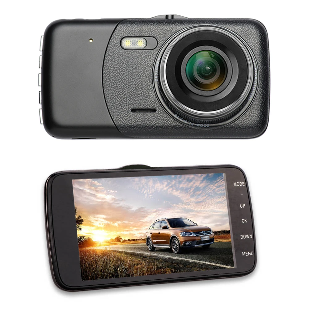 Podofo 4 дюймов двойной объектив Автомобильный видеорегистратор Dashcam Full HD видео