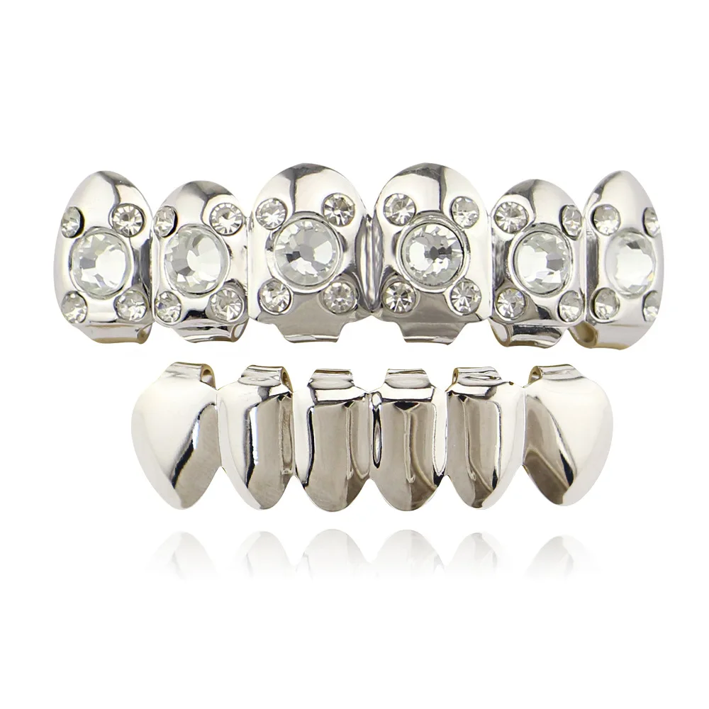 Grillz зубы Мужчины Женщины ювелирные изделия тела Льдом Из хип-хоп большие стразы