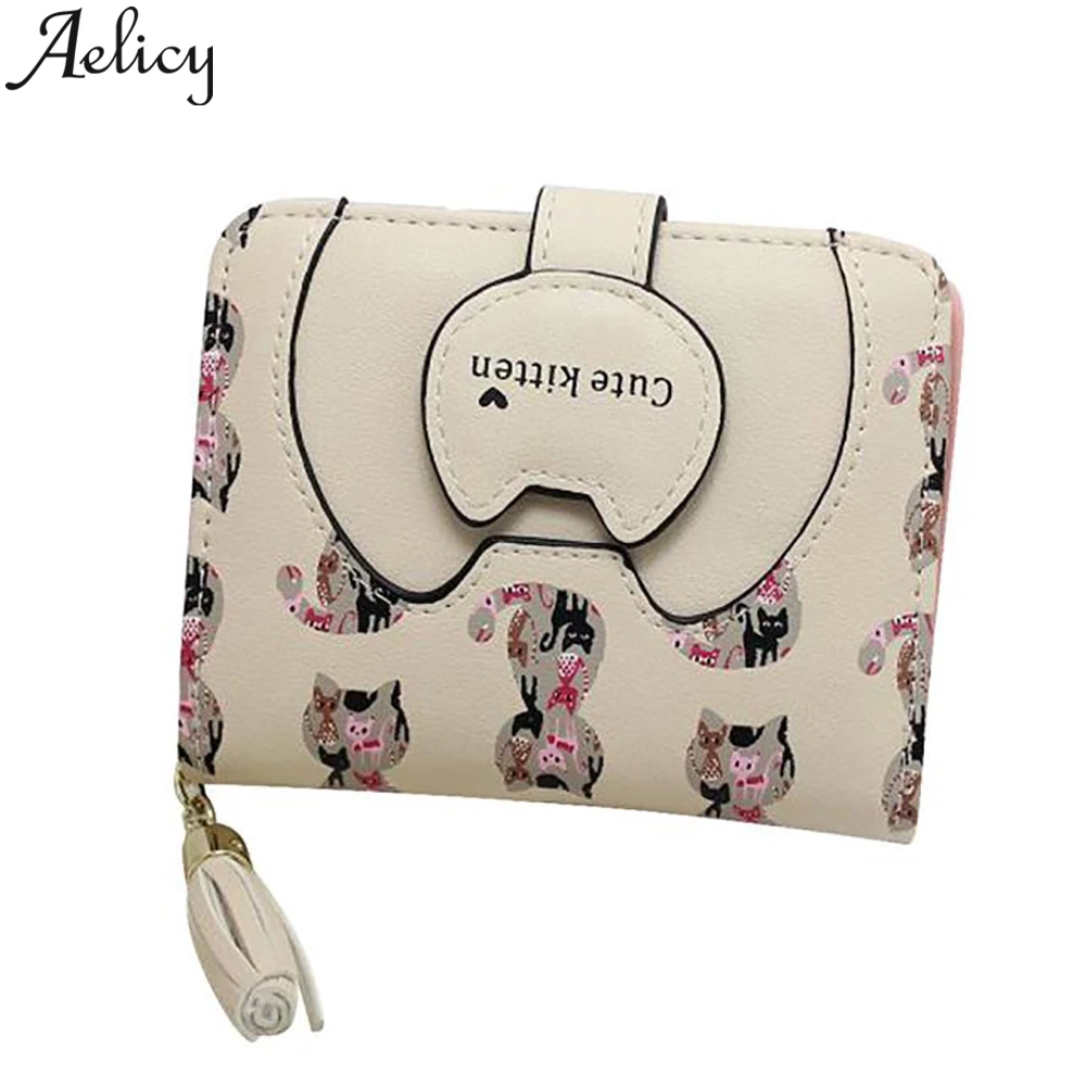 Женский короткий кошелек Aelicy с милыми рисунками из мультфильмов дамская сумочка