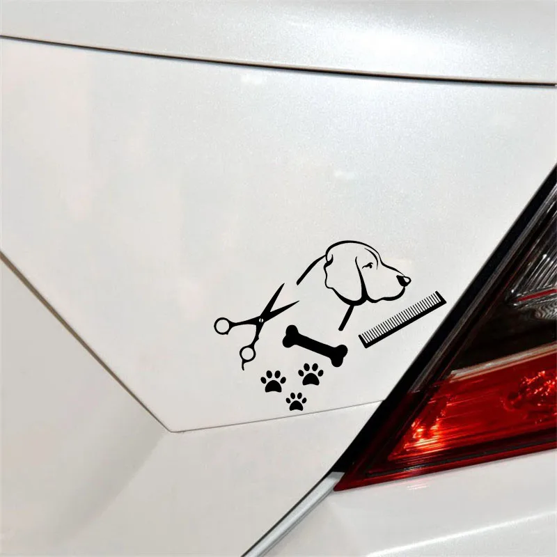 

YJZT 12.7CM*9.3CM Dog Decal Pet Vinyl Car Sticker Paw Prints Decor Black/Silver C10-00374