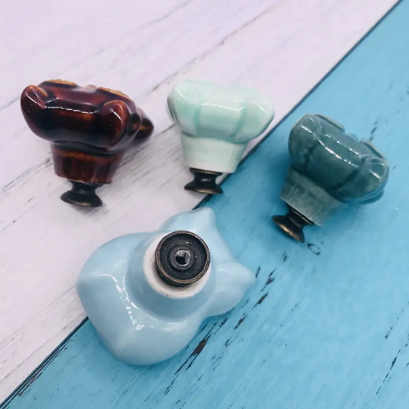 1x креативная керамическая ручка мультфильм сова Средиземноморский рельефный