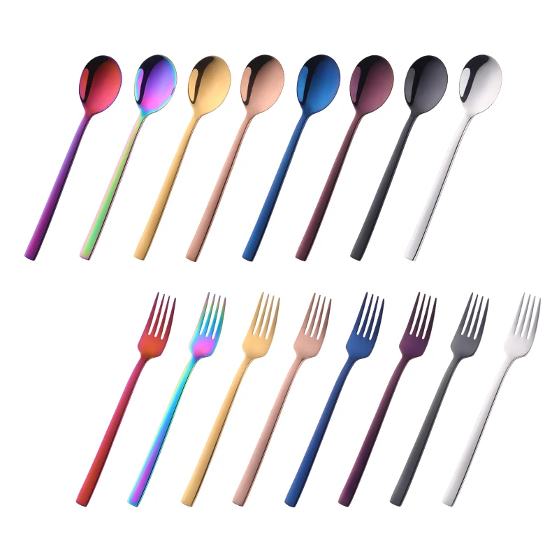 Набор из 2 столовых ложек и вилок нержавеющей стали с длинной ручкой|korean spoon|dinner