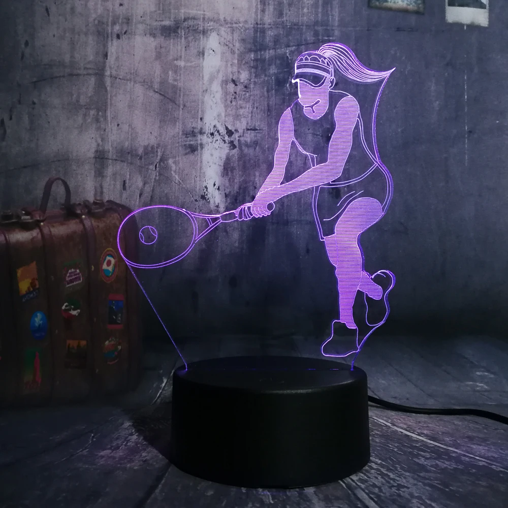 Новинка Роскошная спортивные игры в теннис 3D светодиодный Ночной светильник 7