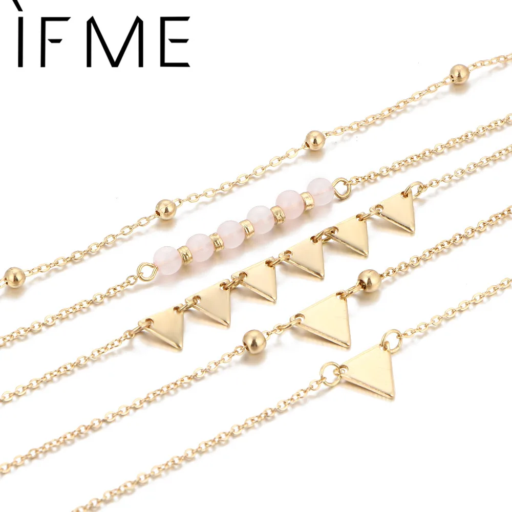 Женские многослойные браслеты IF ME разноцветные золотистого цвета с