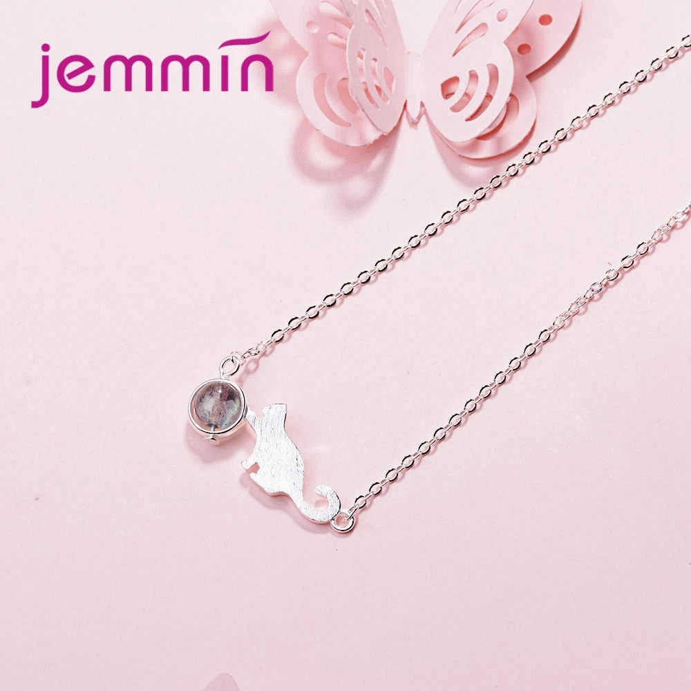 Ожерелье с подвеской из стерлингового серебра 925 пробы розовым и серым опалом - Фото №1