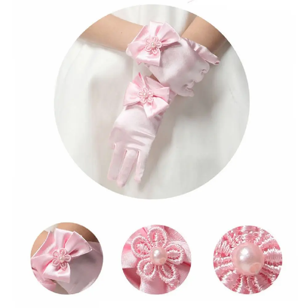 1 пара Детские Атласные перчатки принцессы с бантом|ladies gloves|princess glovesfashion gloves |