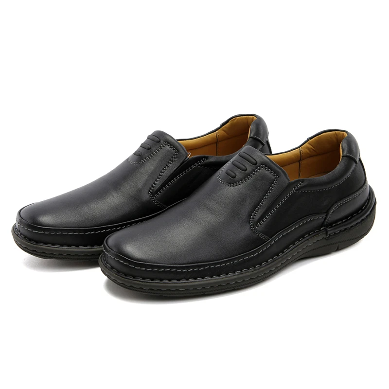 LINGGE Leather Casual Shoes For Men BLACK Genuine Slip-On Loafers New Fashion Business Mens Formal #5181/5182 | Обувь