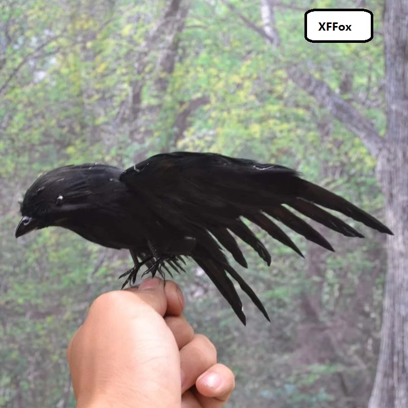 

mini simulation black crow toy foam&furs wings crow doll gift about 15cm xf0388