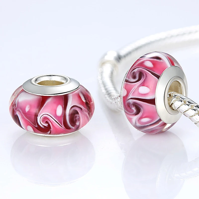 Высококачественный посеребренный для творчества розовый муранский бисер