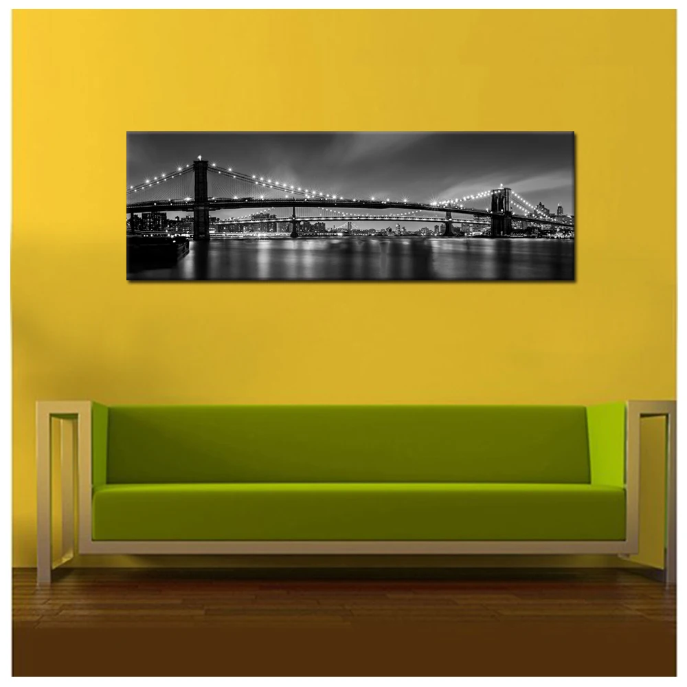 Художественный декор черно-белый Бруклинский мостик картина без рамы сделай сам