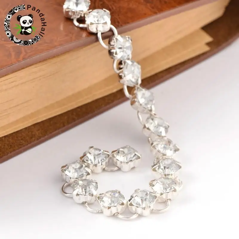 

6.5x6.5x4 mm Handmade Brass Rhinestone Link Chains for Necklaces Bracelets Making Iron Jump Rings,39.4";about 141pcs/strand