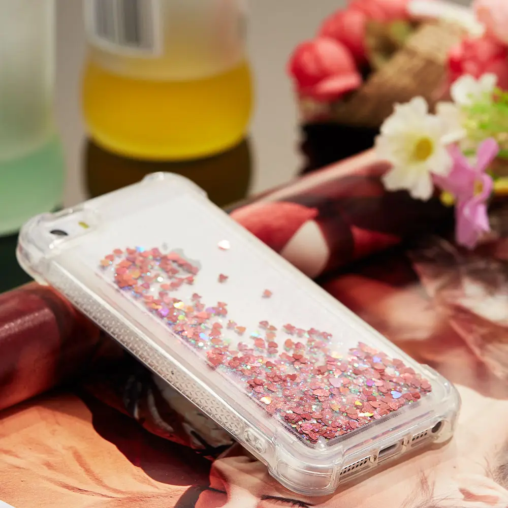 Блестящий чехол для телефона Apple iPhone 5 5S 4 0 динамический жидкий зыбучий песок