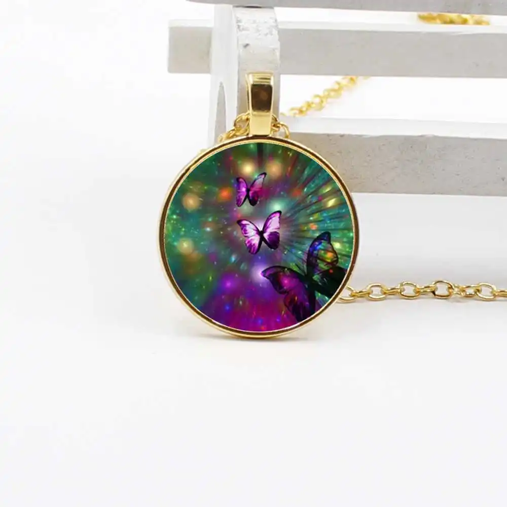 Тепло! Кулон в виде бабочки ожерелье корпус из твердого стекла Бабочка фото