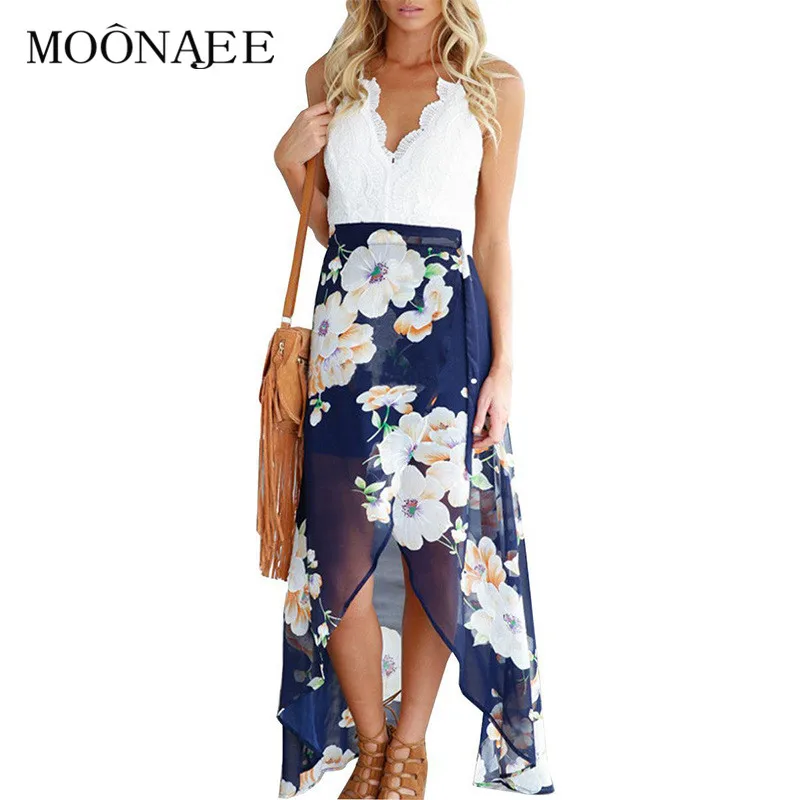 2017 новое кружевное украшение с цветочным принтом длинное летнее платье