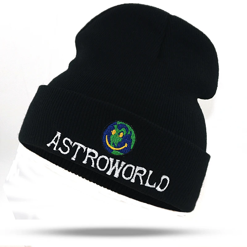 Зимняя вязаная шапка с изображением Трэвиса Скотта ASTROWORLD из 100% хлопка мягкой