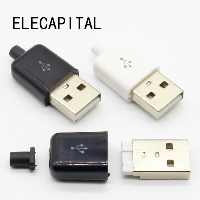10 шт./лот DIY USB 2 0 A штекер в сборе адаптер разъем розетка черный белый| |