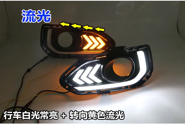 

eOsuns LED daytime running light+fog light +cover for honda fit GK5 2018 with Dynamic moving yellow turn signal