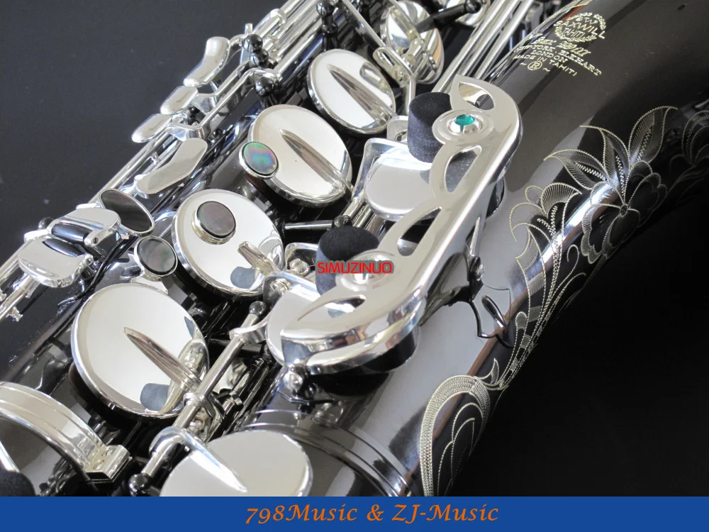 Черный никелевый корпус и серебряные ключи тенор саксофон Sax Bb ключ высокий F