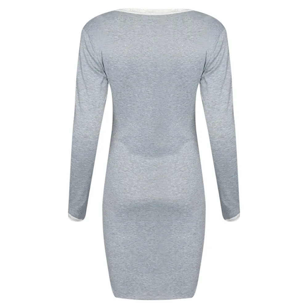 VESTLINDA женские платья с круглым вырезом и длинным рукавом Кружевное облегающее