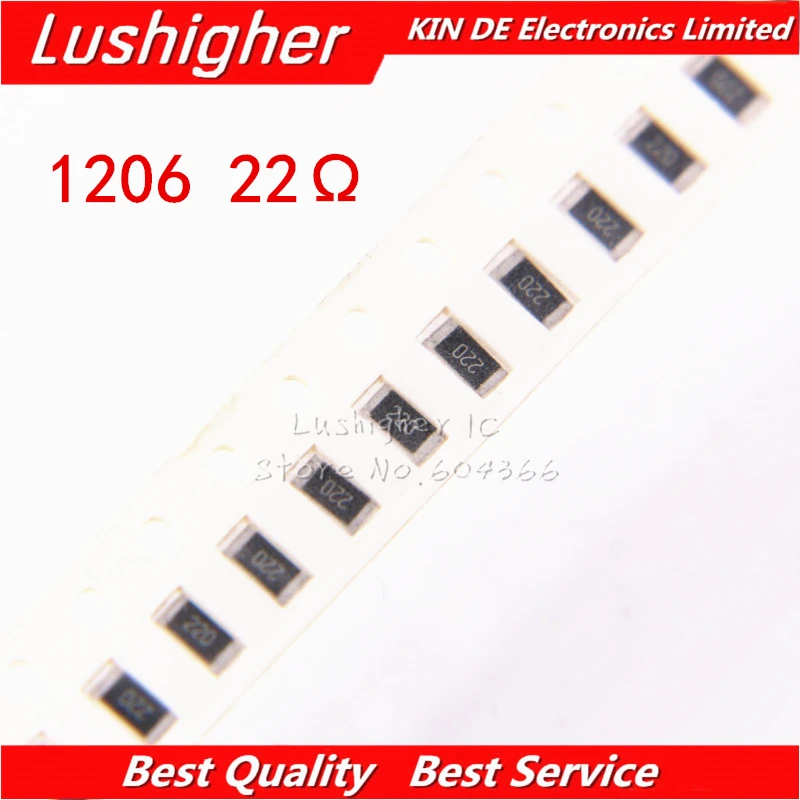 100 шт. 1206 SMD резистор 5% 22 Ом 220 22ohm|Резисторы| |