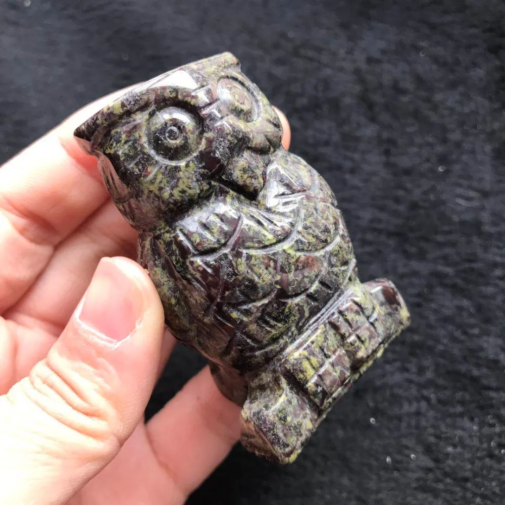 Медитация Кристалл Сова Фигурка натуральный камень крови резная статуя