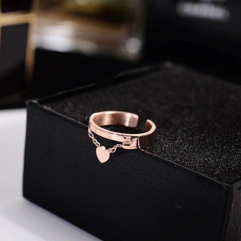 

YUN RUO 2018 New Arrivals Fashion Heart Roman Rings Rose Gold Color Woman Gift Party Titanium Steel Jewelry Top Quality Not Fade