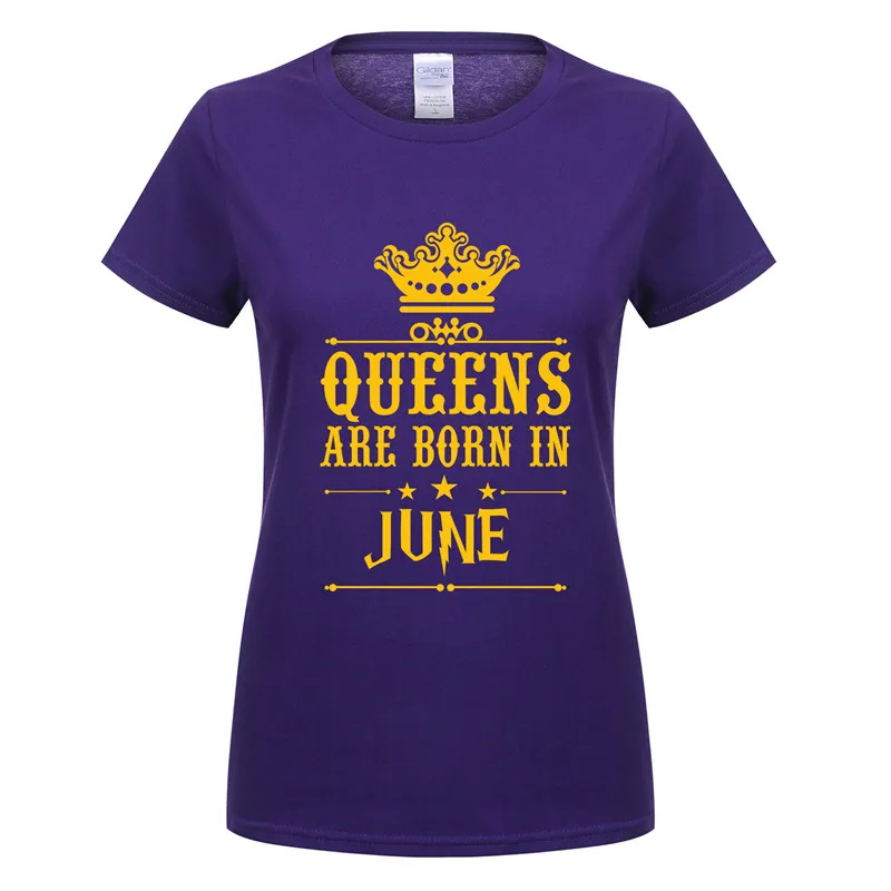 Omnitee Женская Queens рождаются в июне футболки из хлопка с коротким рукавом для