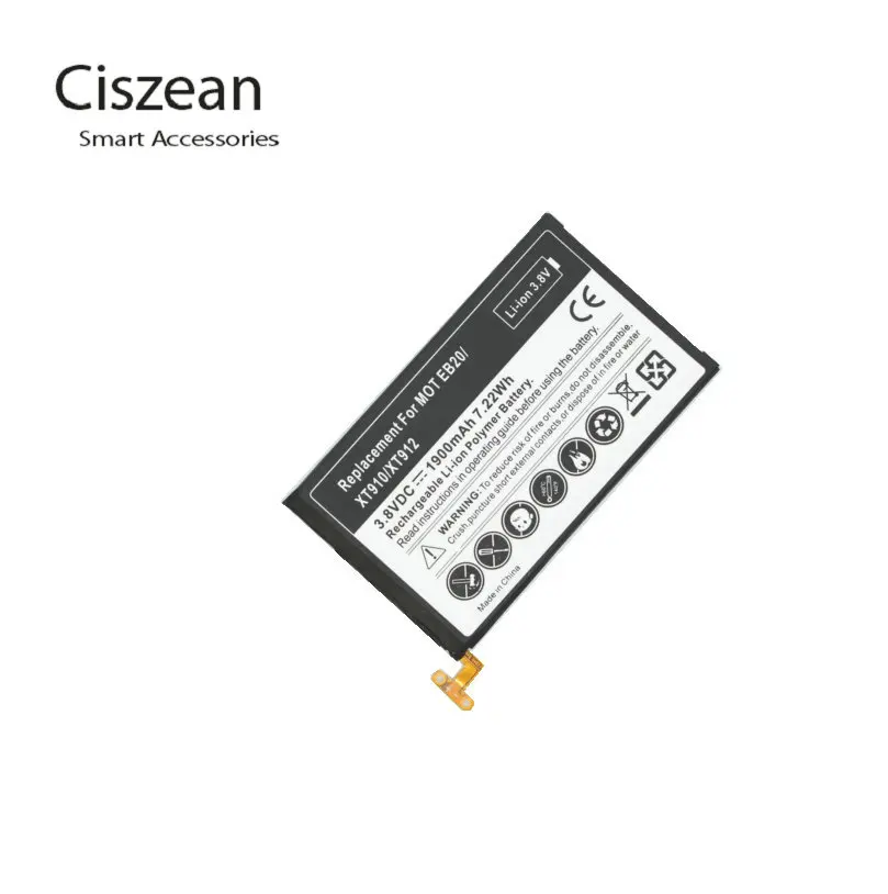 Ciszean 10 шт./лот 1900 мАч SNN5899B Сменный аккумулятор для Motorola EB20 EB40 XT910 XT912 MT917 MT887 MB886 XT889