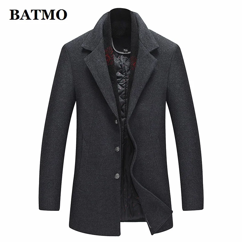 

BATMO 2019 new arrival winter high quality wool thicked trench coat men,men's winter jackets ,plus-size M-XXXL,1225