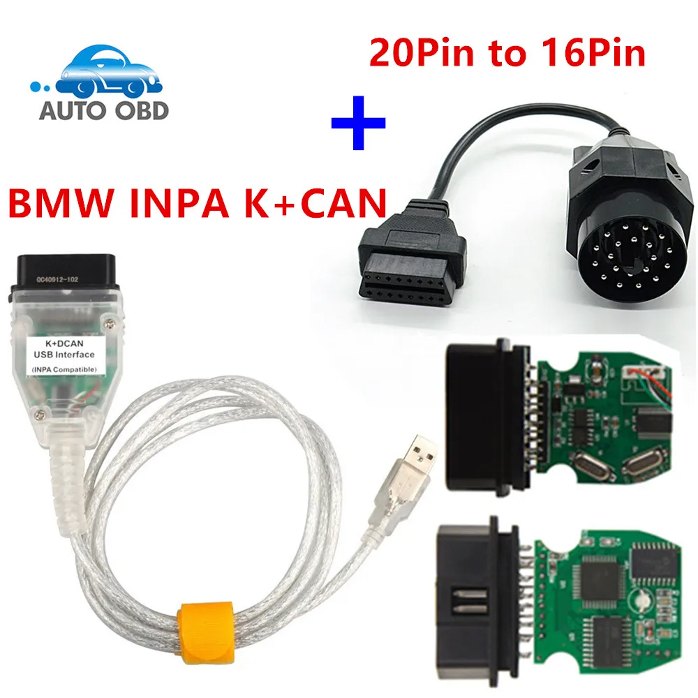 Переходник OBD2 для BMW INPA K + CAN Plus 20 контактный адаптер к 16 контактному чип FT232RL