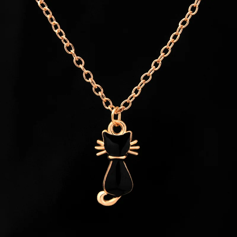 Женский комплект украшений золотистого цвета акриловый кулон в виде милого кота