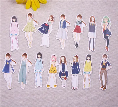12 1pack girl sticker PVC Scrapbook hand book diary Stickers kawaii cartoon girls waterproof stickers toys kids children pegatinas - Цвет: 12