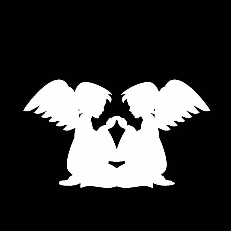 YJZT 14.8*8.7CM Lovely Baby Angels Get Together Car Sticke Silhoutte Decal Nice Design Black/Silver Covering The Body C20-1458 | Автомобили