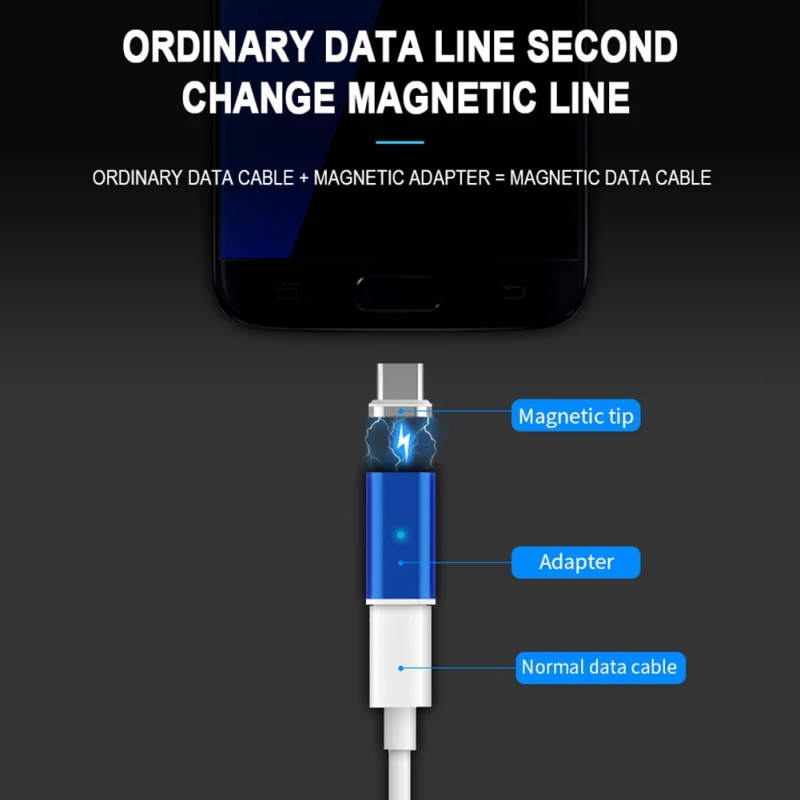 Магнитный адаптер для быстрой зарядки для Android type-C с разъемом Micro USB 2,0 и кабелем Micro USB C