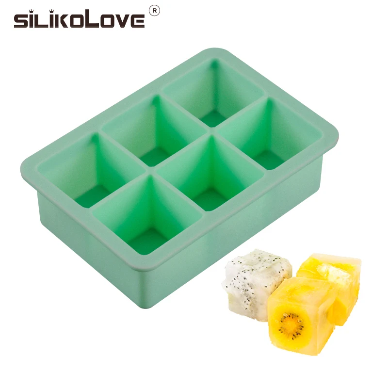 SILIKOLOVE 6 полости 3d магический большой силиконовый ледяной кубик производитель формы квадратный DIY фруктовый льдогенератор Кухня Бар питьевой аксессуар