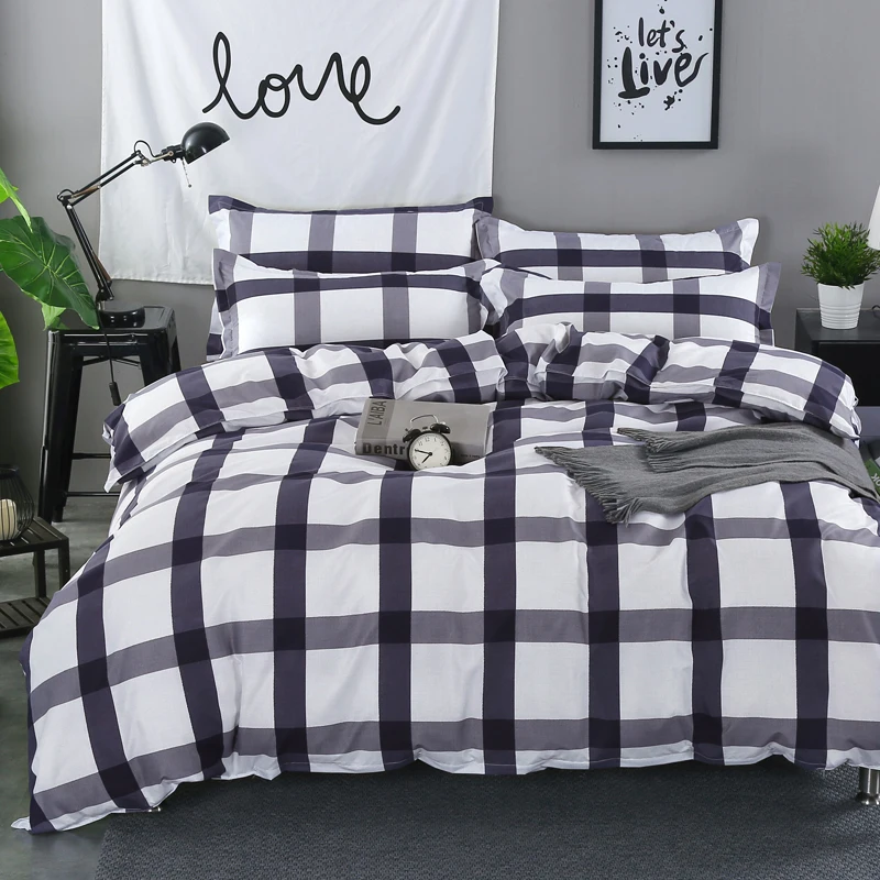 Классические модные черно белые Проверено Plaided 4 шт. Твин/Полный/Queen/King Размеры