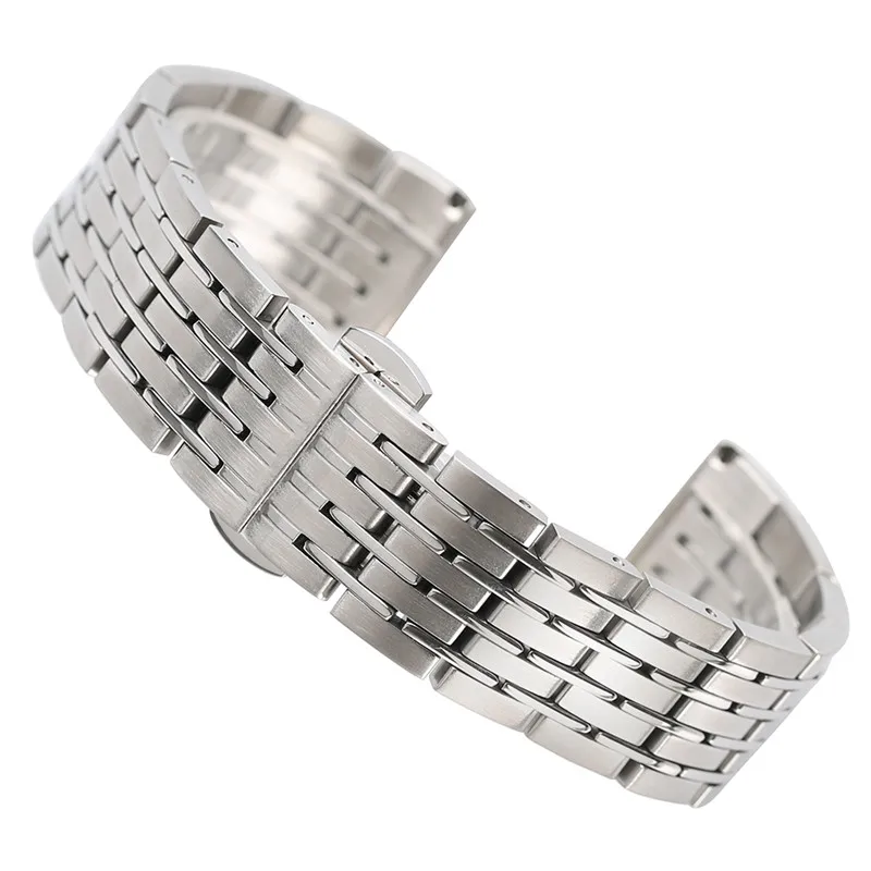 20mm 22mm 24mm High Quality Silver Stainless Steel Watchband Bracelet Solid Link Adjustable Wrist Band Strap with Spring Bars | Наручные