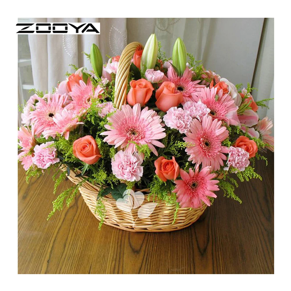 ZOOYA Алмазная картина полностью квадратная Вышивка Цветы Корзина DIY Набор