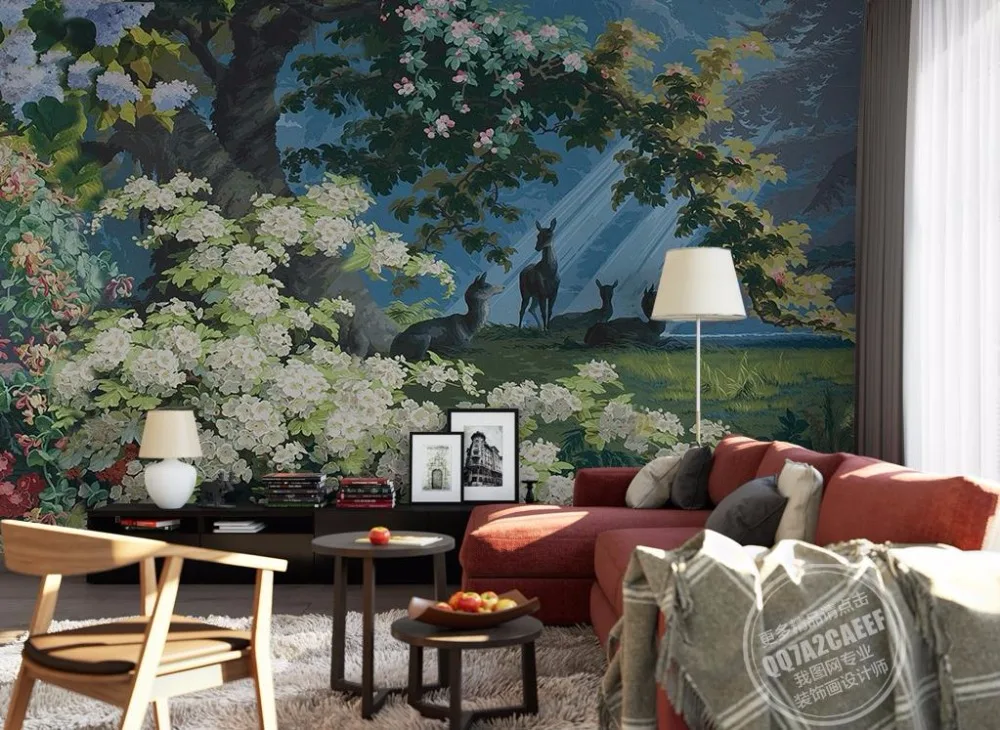 Европейский Винтаж Обои для рабочего стола гостиной красивый пейзаж виниловые