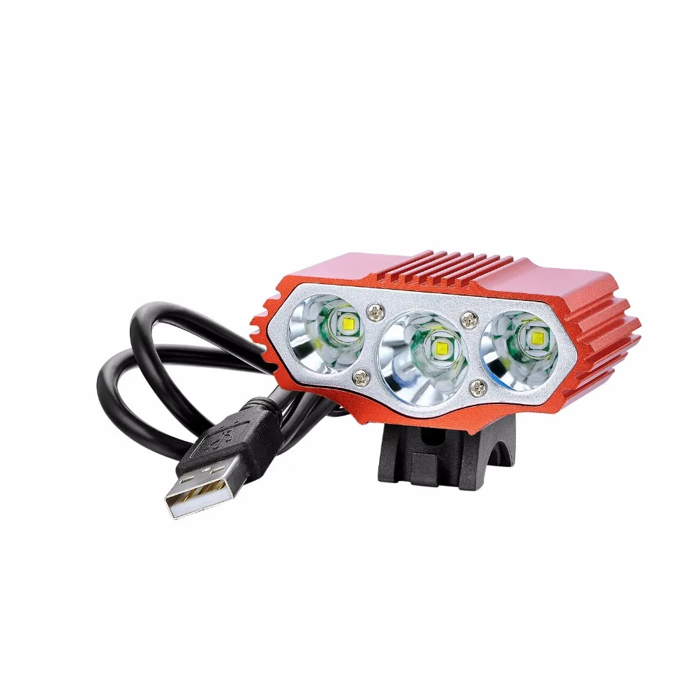 USB свет F3 6000LM 3x T6 светодиодный налобный фонарь 4 режима фара для велосипеда вход |