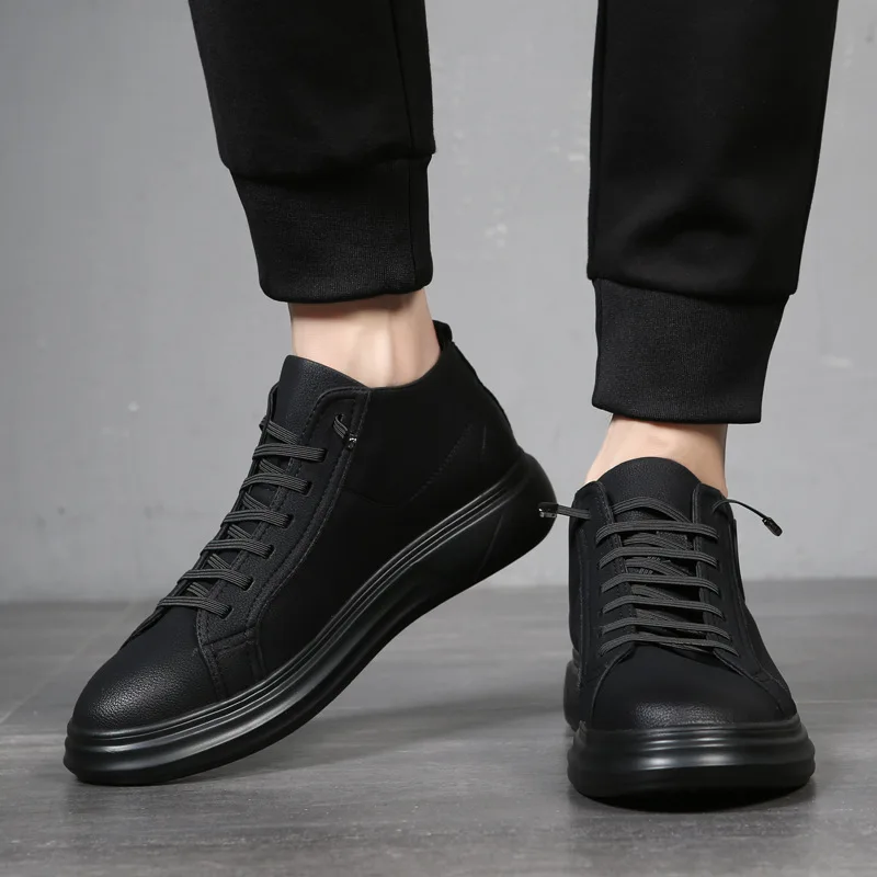 2018 Men Leather Boots Fashion Autumn Winter Warm Cotton Brand Ankle Lace Up Shoes Footwear Casual Drop Shipping | Обувь