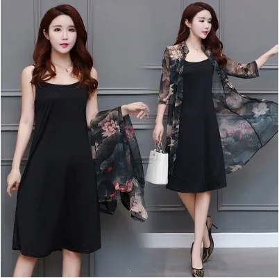 Tunic Elegant Women Two Piece Dresses 2019 OL Style Vintage Print Office Workwear Dress Spring Knee-Length HJ291 | Женская одежда