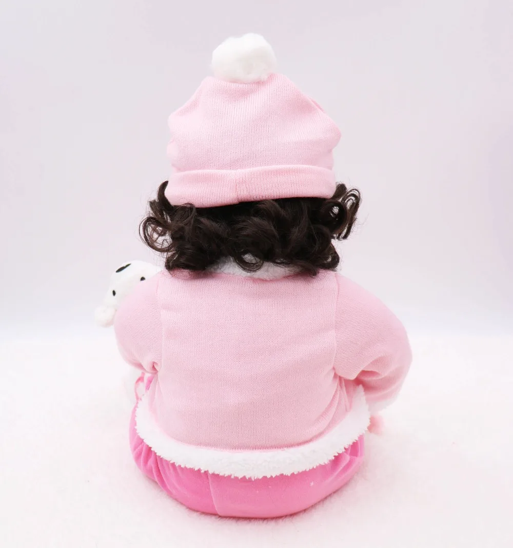 22&quot 55cm Handmade Lifelike Baby Silicone Vinyl reborn Girl Toddler dolls gift curly hair wig bebes menina bonecas | Игрушки и хобби