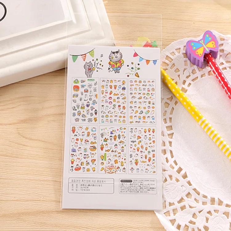 6 штук упак. корейский прозрачный ПВХ Кот контроль Экспрессия деко DIY