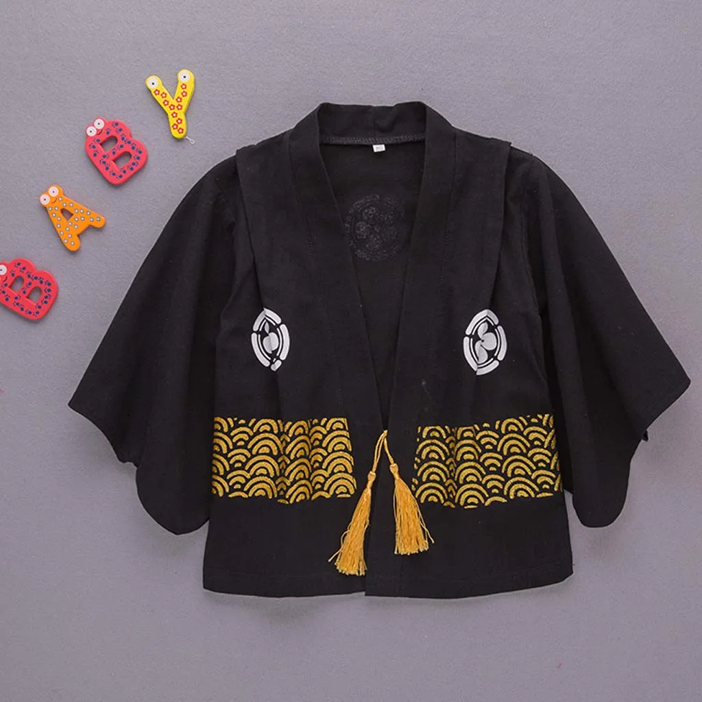 LONSANT Baby Clothes Boys Striped Kimono Tops+Romper Outfits Set Infant Cotton Belt long sleeve Japanese clothes |