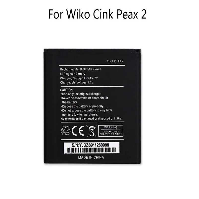 Резервный аккумулятор 2000 мАч для Wiko Cink peax 2 Smart мобильный телефон|Аккумуляторы