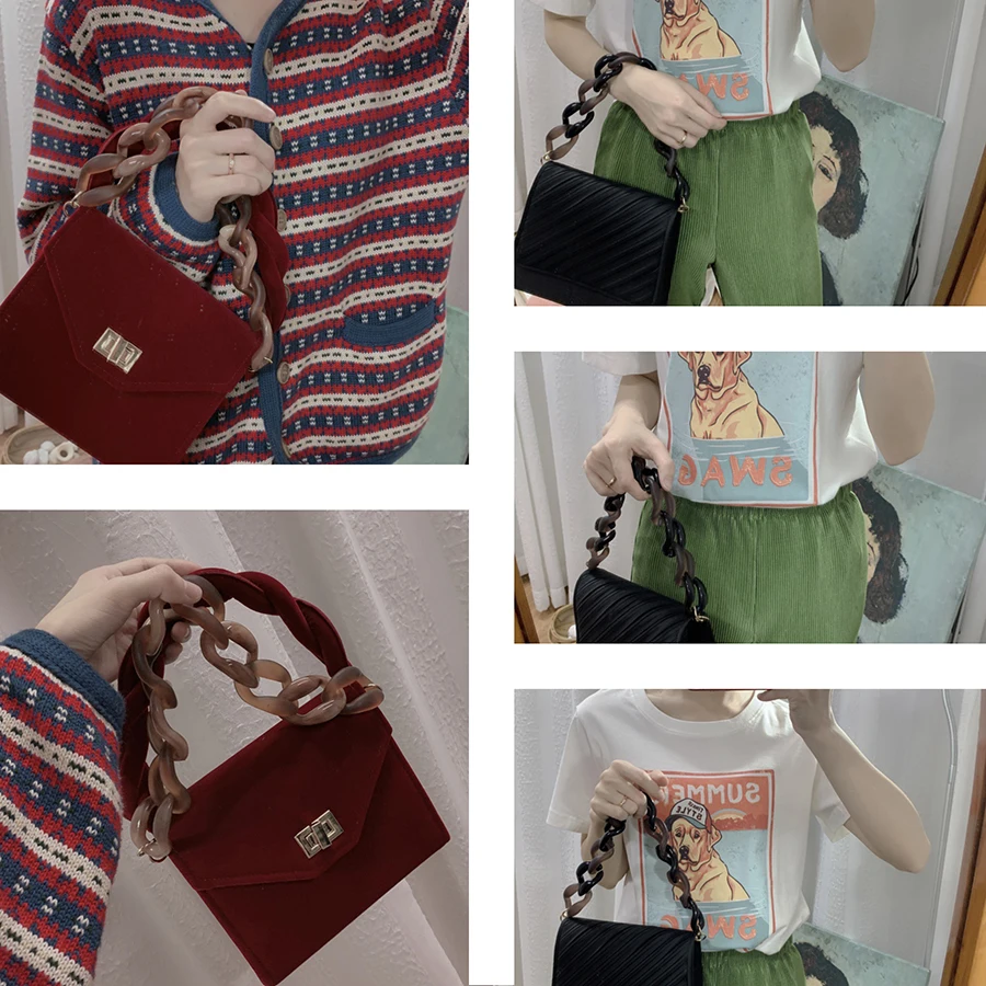 36 см Съемный акриловый каучуковый ремешок для сумки сумка ретро цветной короткий