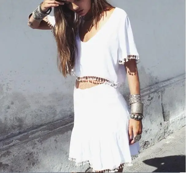 2015 coco channel 2 new summer women fashion European and American two-piece dresses v-neck short sleeves elegant HQ1127 | Женская