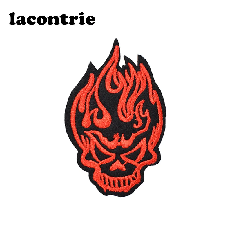 Fire Skull патчи для clothing ИК On Патчи DIY Fashion вышивка патч аппликация parches Ropa панк