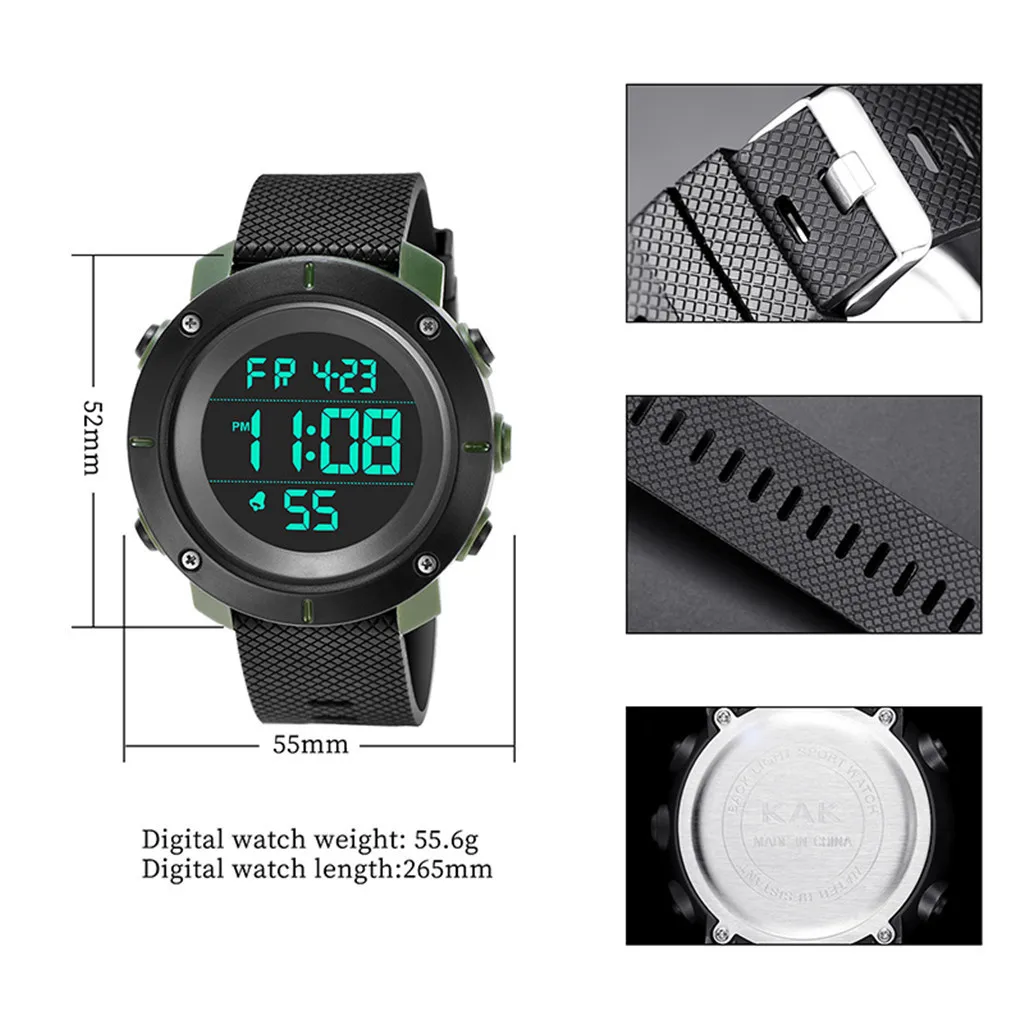 

Mens Watches KAK Brand Waterproof Outdoor Sport Watch Men Fashion Clock Male Casual Digital Men Wristwatches Relojes A5